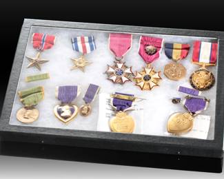 WWI US Army "Iron Division" Medal Grouping with Two Named Purple Hearts, incl. Armistice Day Wounded & Oise-Aisne Casualty, 109th Infantry Regiment, DSM, Legion of Merit