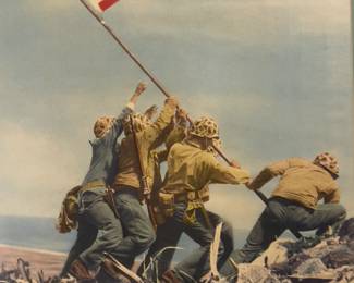 Vintage WWII Iwo Jima Flag Raising Print by Joe Rosenthal - Associated Press Newsphoto