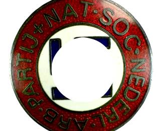 WWII Dutch NSNAP Party Supporter Badge - KRUYT Maker Marked - Holland Collaborationist