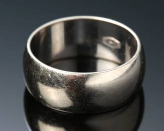 14K White Gold Mens Ring Wedding Band