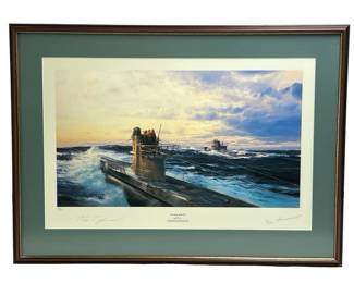 WWII U-Boat Print "Atlantic Wolves" by Robert Taylor, Signed by Artist & U-Boat Ace Peter Cremer
