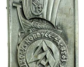 1938 German SA-Gruppe Nordsee Tinnie - Sportwettkämpfe Badge by R. Sieper & Söhne