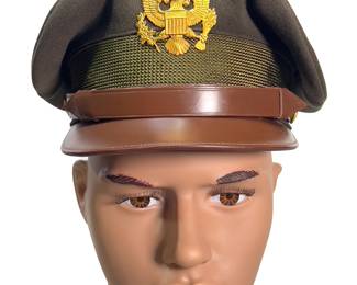 Vintage Vietnam Era US Army Officer's "Crusher" Service Cap - Army Green