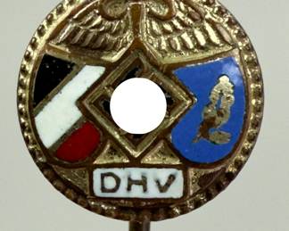 1933 German DHV Commercial Union Enameled Stickpin - Hamburg Coat of Arms