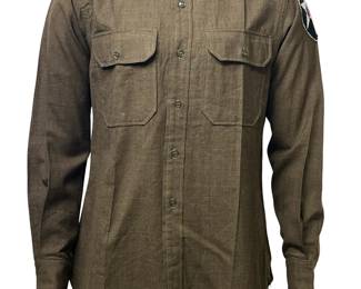 Vintage WWII 1943 US Army M1937 Wool Flannel Shirt 2nd Infantry Division Indianhead Patch