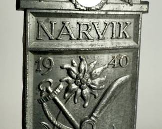 WWII German Narvik Shield 1940 Campaign Award - Silver Grade Heer / Luftwaffe