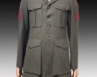 WWII USMC Dress Green Uniform - Gunnery Sergeant, 3rd Marine Division "Fighting Third" - Jacket & Trousers - Dated 1943!