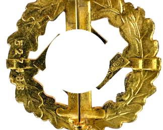 German WWII Third Reich SA Sports Badge in Gold - Serialized - E. Schneider