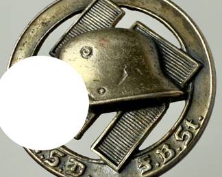 Third Reich NSD-Frontkämpferbund Stahlhelm Veterans Pin - Maker W.D.