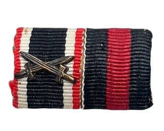 WWII German 2-Place Ribbon Bar - War Merit Cross & WWI Hindenburg Cross for Combatants