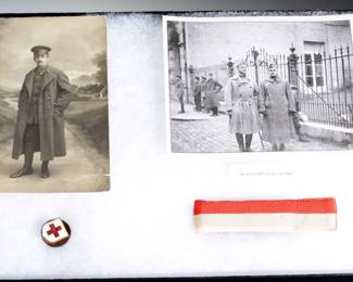 WWI British General Staff Officer Grouping c.1918, IWM Photo Battle of Valenciennes, Unofficial Trench Clip & Red Cross Sweetheart Pin
