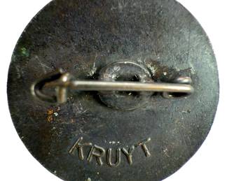 WWII Dutch NSNAP Party Supporter Badge - KRUYT Maker Marked - Holland Collaborationist