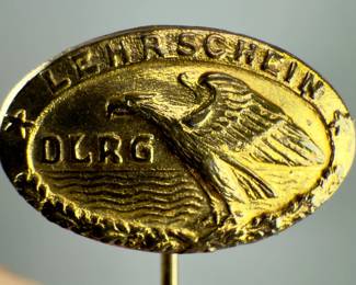 German Third Reich Era DLRG Lehrschein Instructor's Stickpin Badge, Gold Gilt (1933-1941)