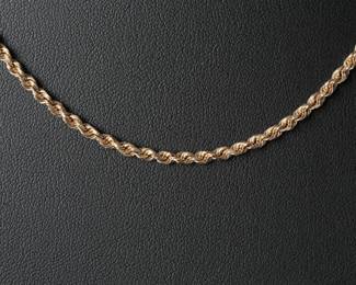 14k Gold Diamond Cut Rope Chain Necklace 20in 2mm