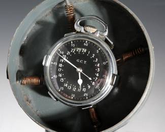 WWII Hamilton 4992B GCT Military Navigation Pocket Watch, 1942 USAAF Contract, 22 Jewels, with U.S. Navy Shock-Resistant Deck Case