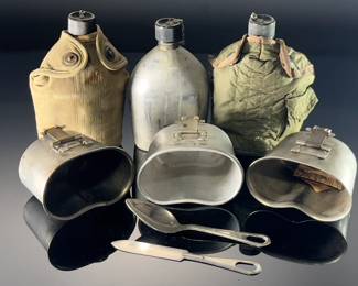 Lot of Military Miltary Canteen & Cup