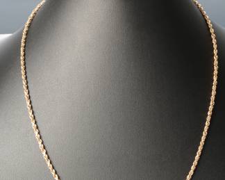 14k Gold Diamond Cut Rope Chain Necklace 20in 2mm