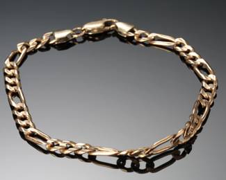 14k Gold Figaro Link Bracelet SZ:7