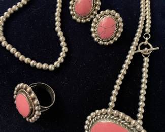 Stunning pink chalcedony, set in sterling silver.