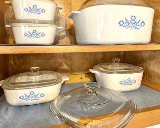 CorningWare Blue Cornflower Casserole Dish Set with Glass Lids – Mid-Century Cookware