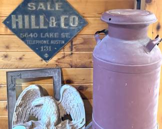 Hill & Co. Metal Sign with Vintage Milk Can – Farmhouse Americana