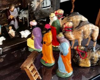 Marolin vintage German paper mache nativity set