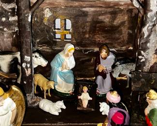 Marolin vintage German paper mache nativity set