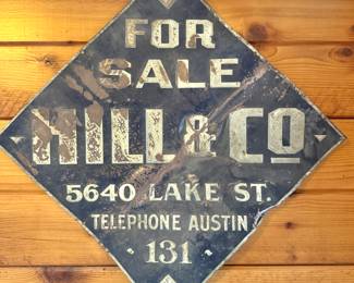 Hill & Co. Tin Advertising Sign – Diamond Shape Real Estate