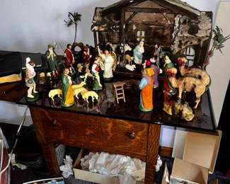 Marolin vintage German paper mache nativity set
