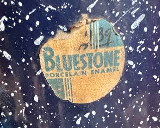 Antique Bluestone Enamelware Percolator with Label – Rustic Farmhouse Decor
