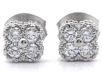 NEW! 0.25 Carat Diamond Four-Petal Flower Cluster Stud Earrings