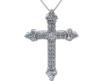 NEW! 1 Carat Diamond Pavé Celtic Cross Pendant Necklace in White Gold