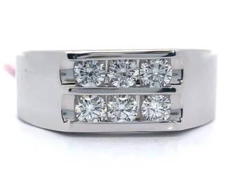 NEW! Men's 1 Carat Diamond Double Row Square Top Ring in White Gold