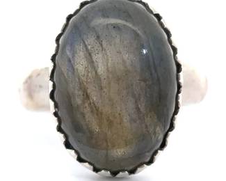 Oval Labradorite Fancy Bevel Ring