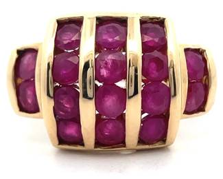 Channel Ruby Dome Ring in Yellow Gold