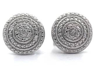 Natural Diamond Round Medallion Vintage Style Stud Earrings