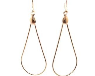 Artistic Wire Tear Drop Earrings in 14k Yellow Gold
