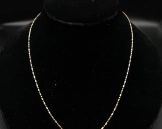 Aurafin Italy Fine Fancy Link Slim Chain Necklace in 14k Yellow Gold