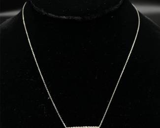 NEW! Modern 0.25 Carat Diamond Bar Pendant Layering Necklace in 14k White Gold