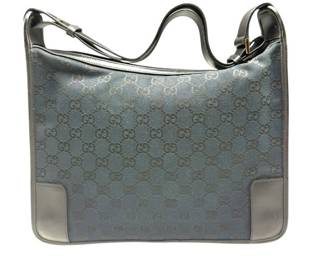 Gucci GG Black Guccissima Canvas Shoulder Bag with Leather Trim