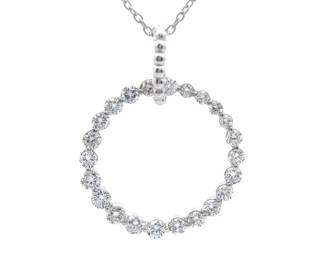 NEW! 1.14 Carat Diamond Eternity Circle Pendant Necklace