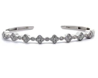 NEW! 1.50 Carat Diamond Flower Cluster Delicate Bangle Bracelet Cuff