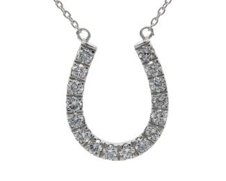 NEW! 1.18 Carat Pavé Diamond Horseshoe Pendant Necklace
