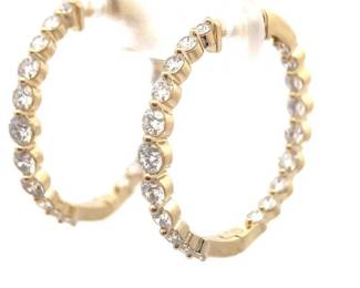 NEW! 2 Carat Diamond Inside-Out Hoop Earrings in 14k Yellow Gold