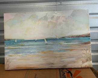 SELL ART BEACH W BOATS