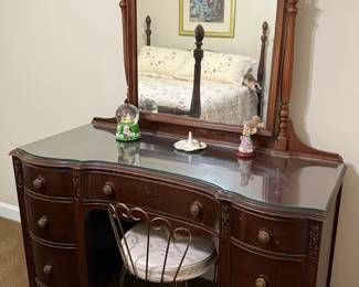 Vanity with Mirror and Stool