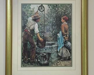 Matted and Framed Art - The Well - Daniel Ridgeway Knight