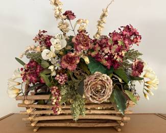 Dried Flowers in Twig Basket 