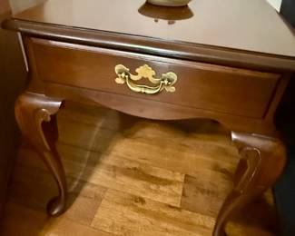 Wood Side Table with Brass Pull