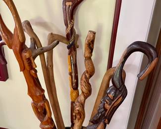 Carved Wood Walking Sticks